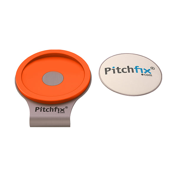 Orange Pitchfix Hat and Cap Clip Golf ball marker