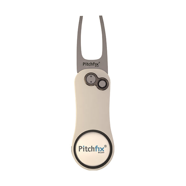 White with green Pitchfix Hybrid2.0 Divot Tool